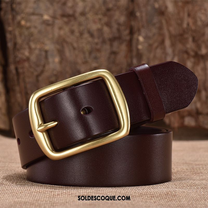 Ceinture Homme Rouge Pure Cuir Véritable Cuir De Vache Âge Moyen Pas Cher