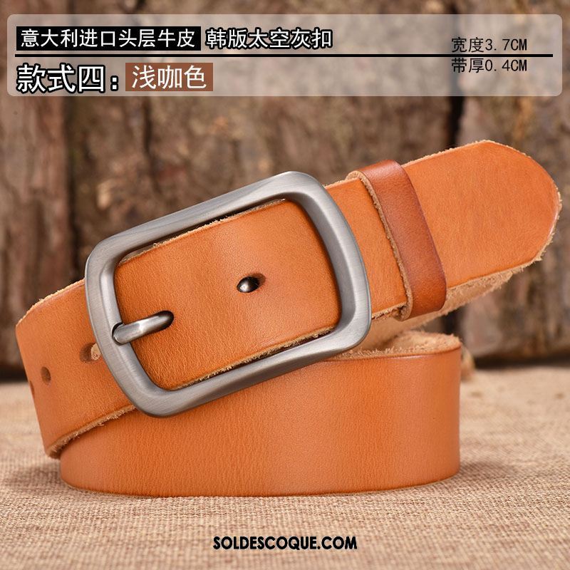 Ceinture Homme Rétro Pure Couche De Tête Âge Moyen Jeunesse Soldes