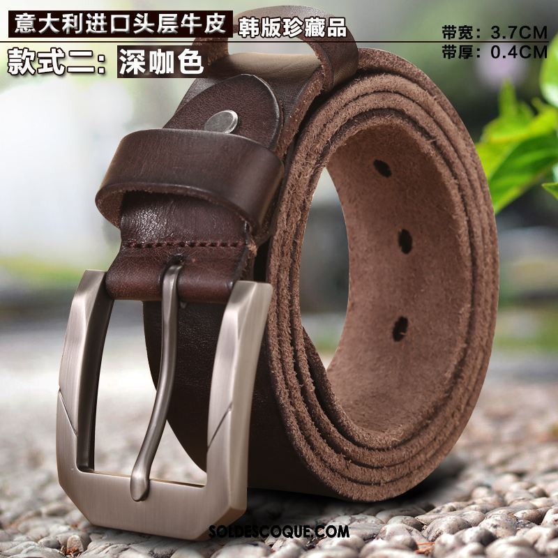 Ceinture Homme Rétro Pure Couche De Tête Âge Moyen Jeunesse Soldes