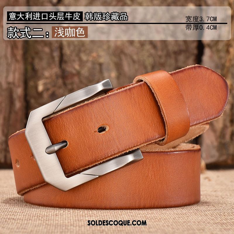 Ceinture Homme Rétro Pure Couche De Tête Âge Moyen Jeunesse Soldes