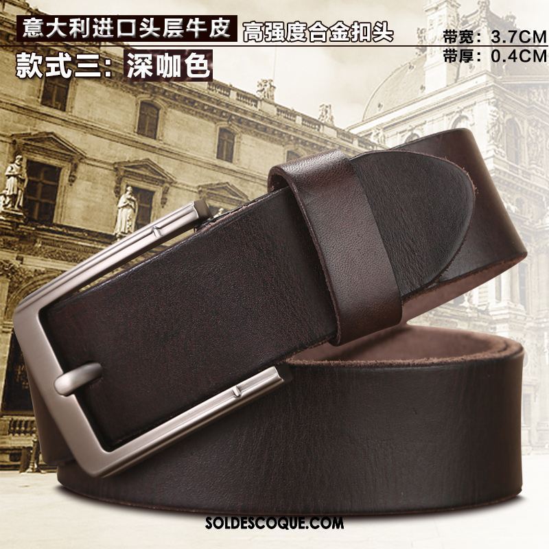 Ceinture Homme Rétro Pure Couche De Tête Âge Moyen Jeunesse Soldes