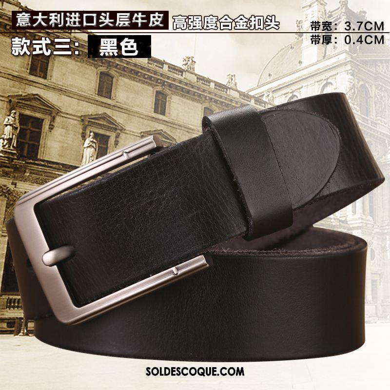 Ceinture Homme Rétro Pure Couche De Tête Âge Moyen Jeunesse Soldes