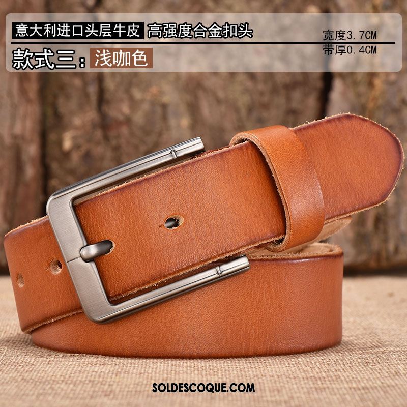 Ceinture Homme Rétro Pure Couche De Tête Âge Moyen Jeunesse Soldes