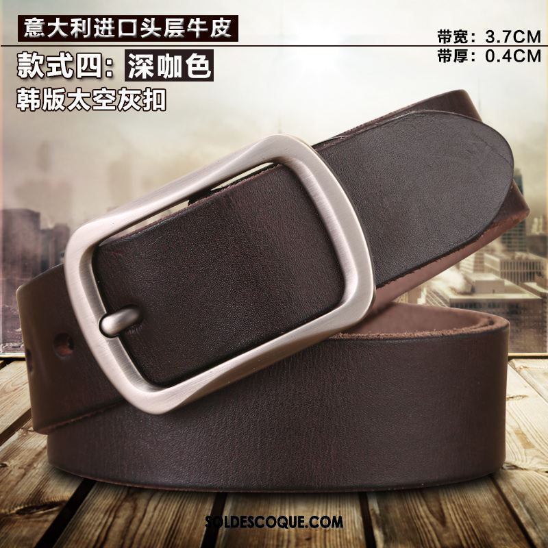 Ceinture Homme Rétro Pure Couche De Tête Âge Moyen Jeunesse Soldes