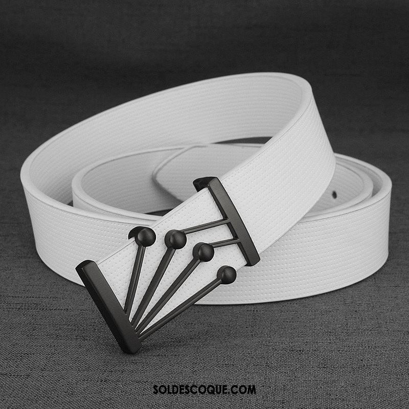 Ceinture Homme Tendance All-match Cuir Véritable Lisse Simple Pas Cher