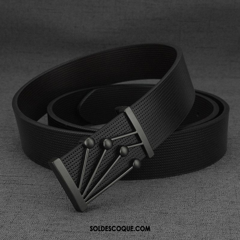 Ceinture Homme Tendance All-match Cuir Véritable Lisse Simple Pas Cher