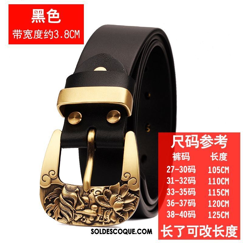 Ceinture Homme Tendance Cuir De Vache Loisir Noir Cuir Véritable En Ligne