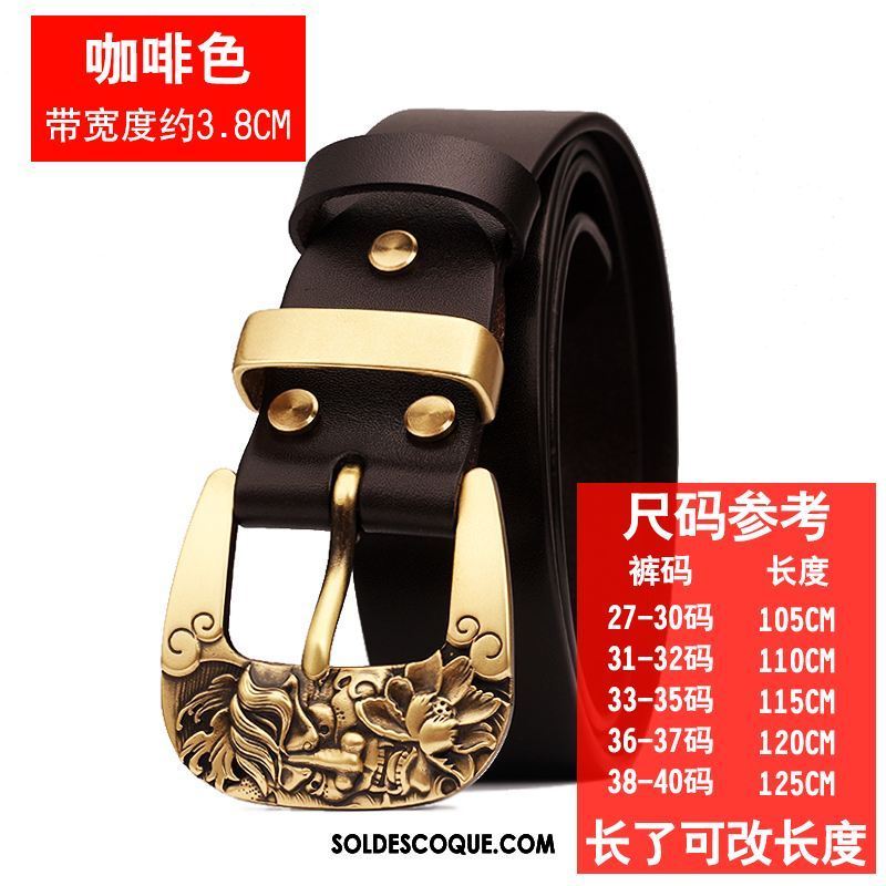 Ceinture Homme Tendance Cuir De Vache Loisir Noir Cuir Véritable En Ligne