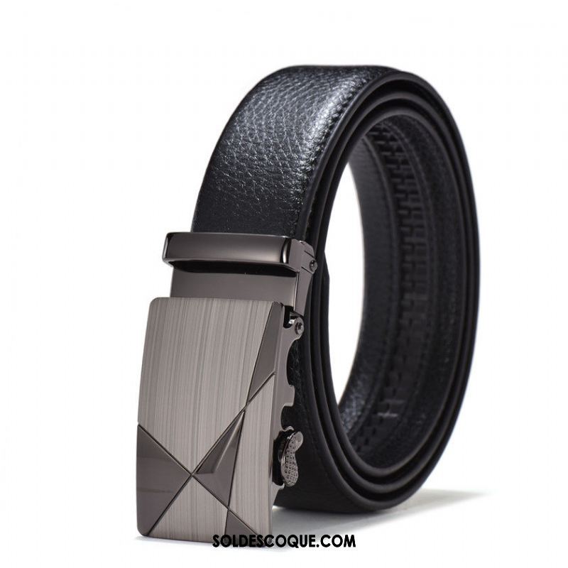 Ceinture Homme Vêtements De Cérémonie Cuir De Vache All-match Noir Loisir Soldes