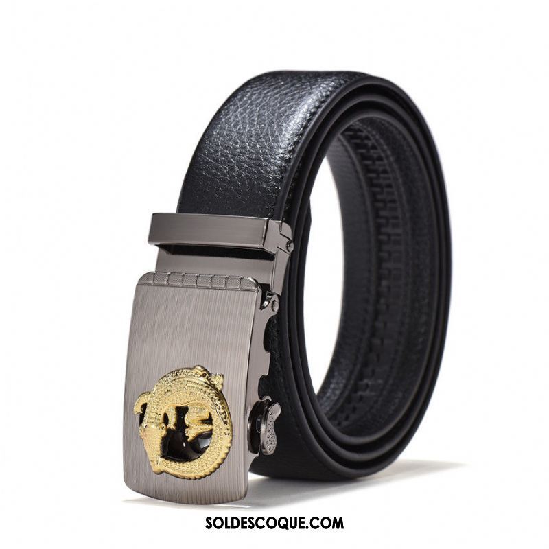 Ceinture Homme Vêtements De Cérémonie Cuir De Vache All-match Noir Loisir Soldes