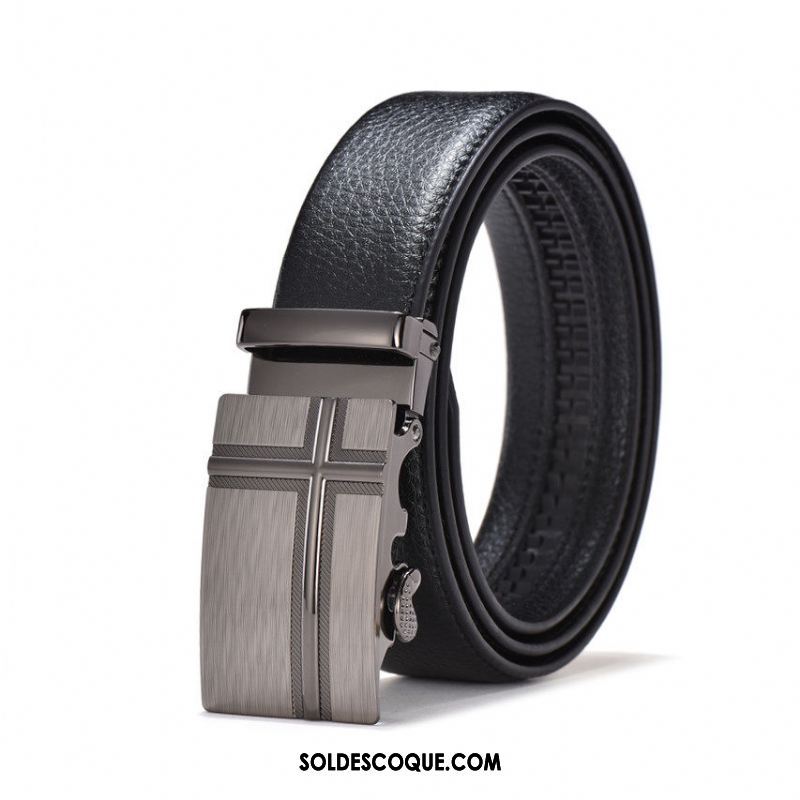 Ceinture Homme Vêtements De Cérémonie Cuir De Vache All-match Noir Loisir Soldes