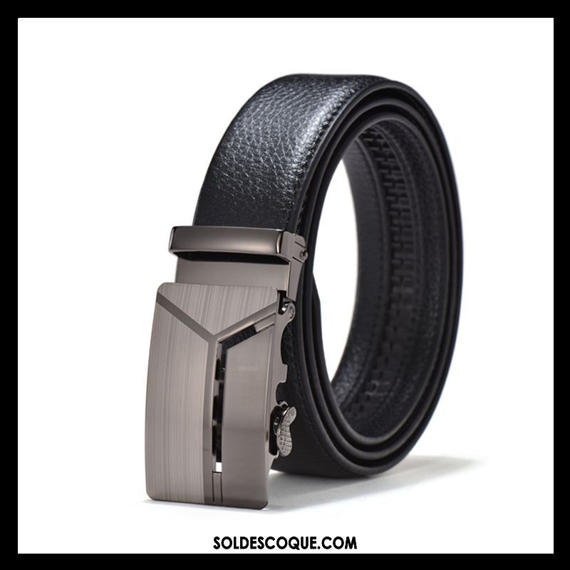 Ceinture Homme Vêtements De Cérémonie Cuir De Vache All-match Noir Loisir Soldes