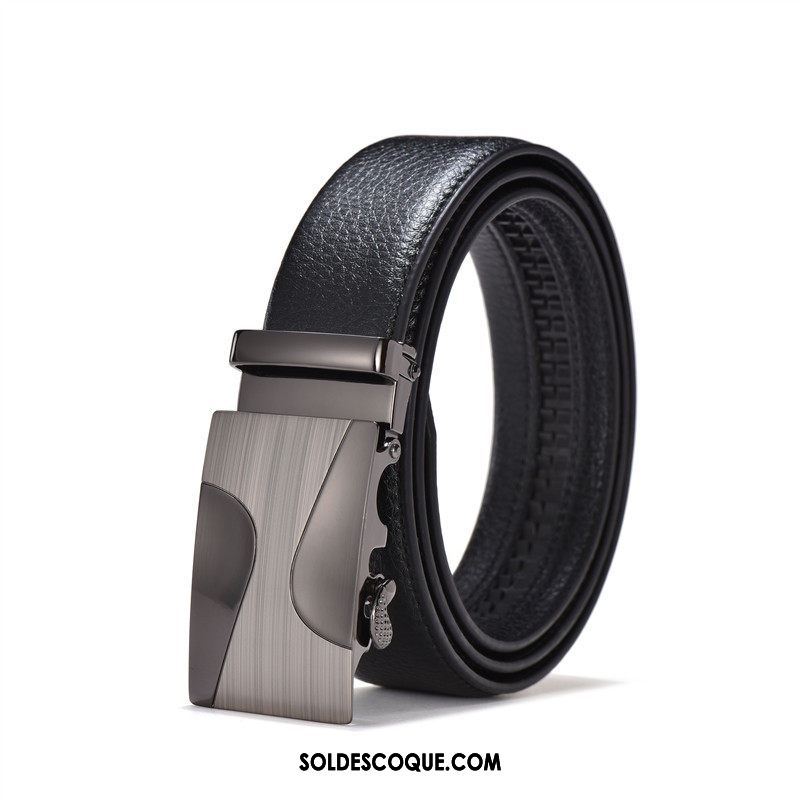 Ceinture Homme Vêtements De Cérémonie Cuir De Vache All-match Noir Loisir Soldes