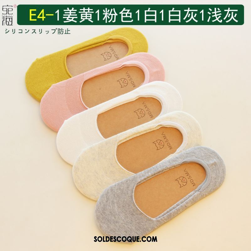 Chaussette Femme Antidérapant Silicone Faible Pure Couleur Coton En Vente