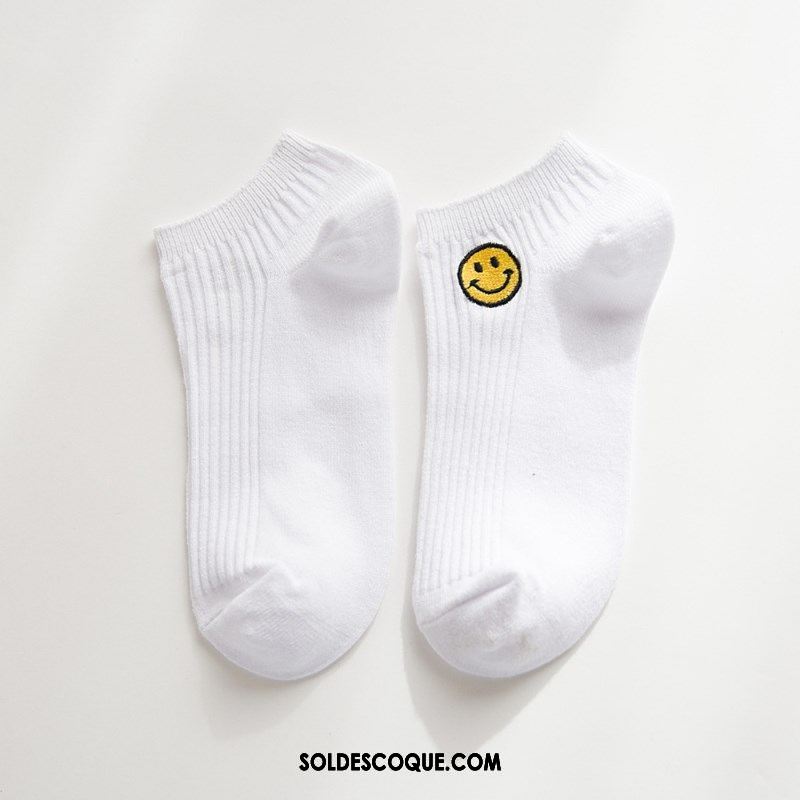 Chaussette Femme Blanc Pure Couleur Coton Chaussette Basse Coupée Bouche Peu Profonde Soldes