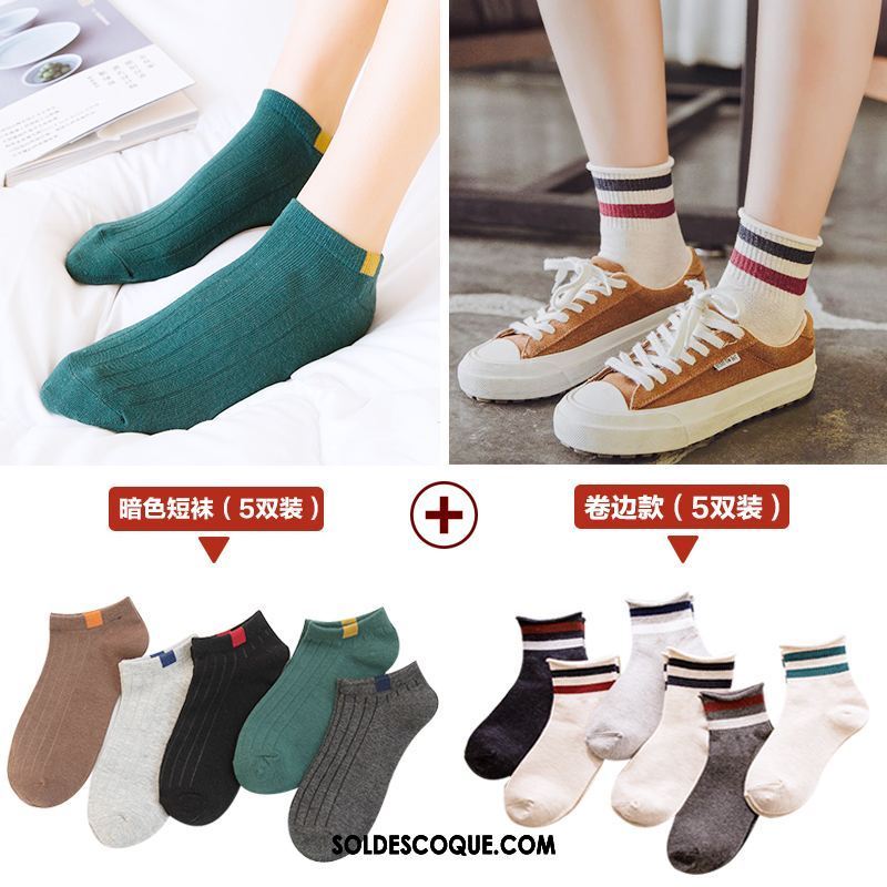 Chaussette Femme Chaussette Basse Coupée Antidérapant Silicone Chaussette Courte Vent De L'université Soldes