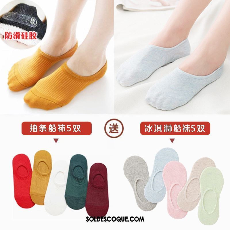 Chaussette Femme Chaussette Basse Coupée Antidérapant Silicone Chaussette Courte Vent De L'université Soldes