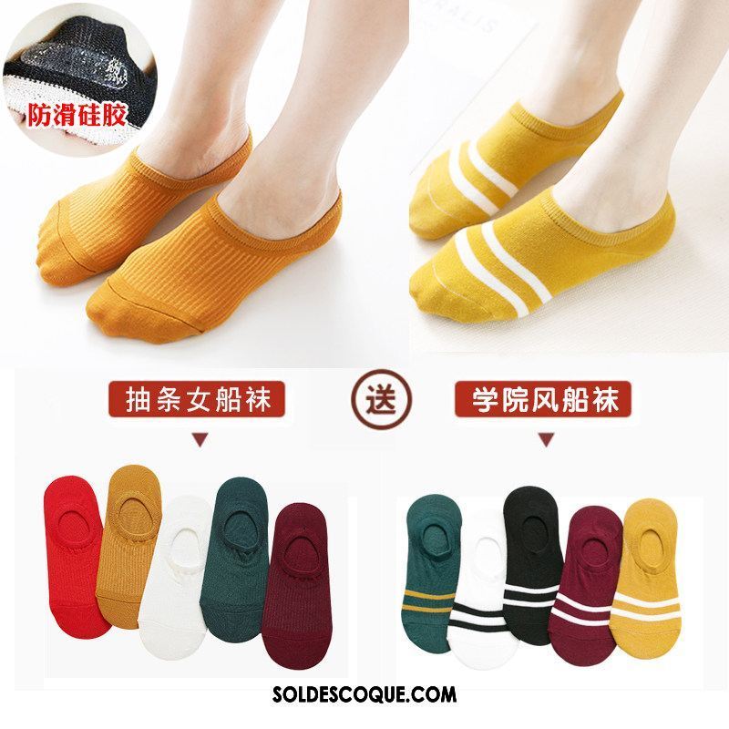 Chaussette Femme Chaussette Basse Coupée Antidérapant Silicone Chaussette Courte Vent De L'université Soldes