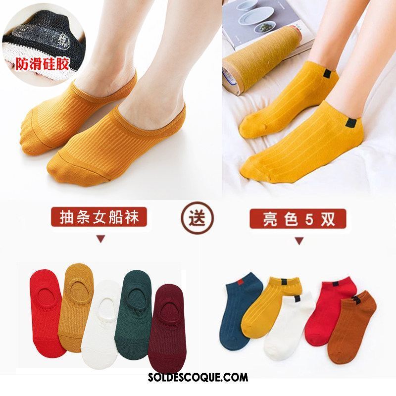 Chaussette Femme Chaussette Basse Coupée Antidérapant Silicone Chaussette Courte Vent De L'université Soldes