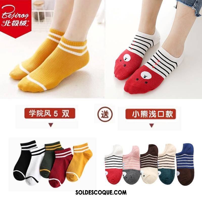 Chaussette Femme Chaussette Basse Coupée Antidérapant Silicone Chaussette Courte Vent De L'université Soldes