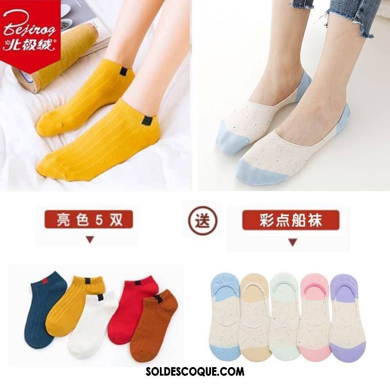 Chaussette Femme Chaussette Basse Coupée Antidérapant Silicone Chaussette Courte Vent De L'université Soldes