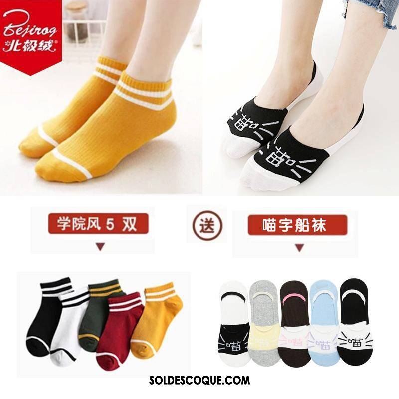 Chaussette Femme Chaussette Basse Coupée Antidérapant Silicone Chaussette Courte Vent De L'université Soldes