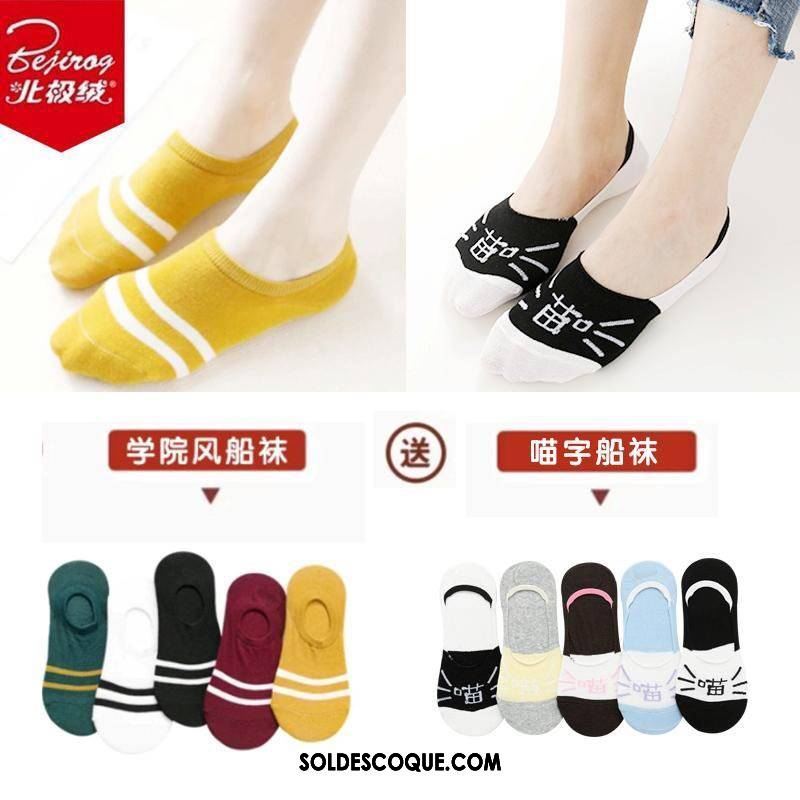 Chaussette Femme Chaussette Basse Coupée Antidérapant Silicone Chaussette Courte Vent De L'université Soldes