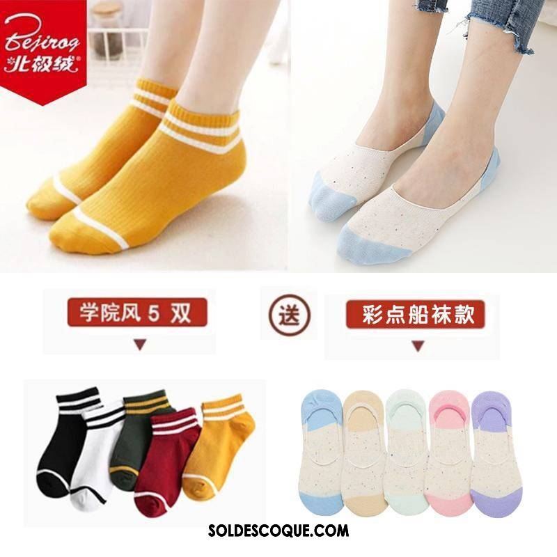 Chaussette Femme Chaussette Basse Coupée Antidérapant Silicone Chaussette Courte Vent De L'université Soldes