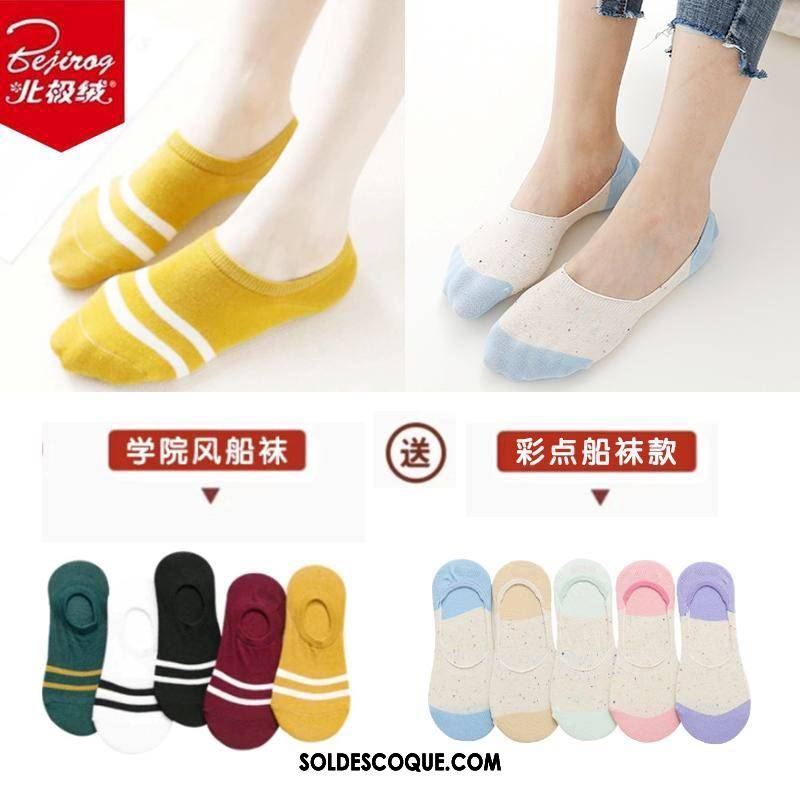 Chaussette Femme Chaussette Basse Coupée Antidérapant Silicone Chaussette Courte Vent De L'université Soldes