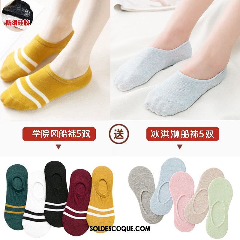 Chaussette Femme Chaussette Basse Coupée Antidérapant Silicone Chaussette Courte Vent De L'université Soldes