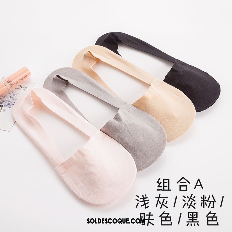 Chaussette Femme Coton Été Chaussette Courte Silicone Invisible Pas Cher