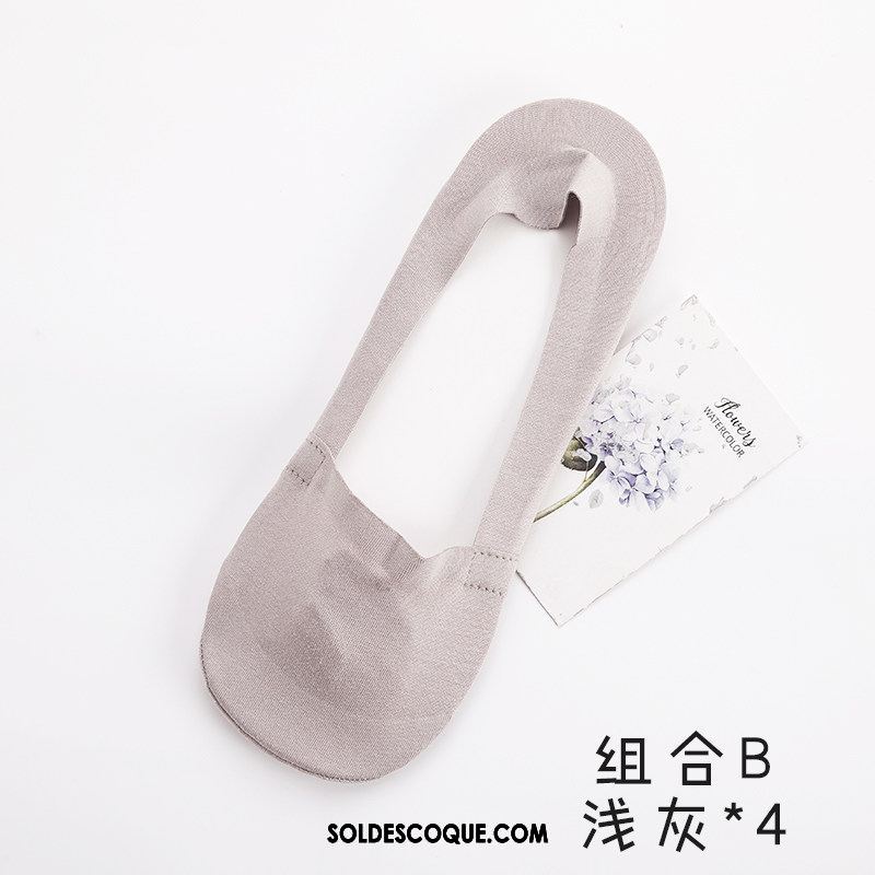 Chaussette Femme Coton Été Chaussette Courte Silicone Invisible Pas Cher