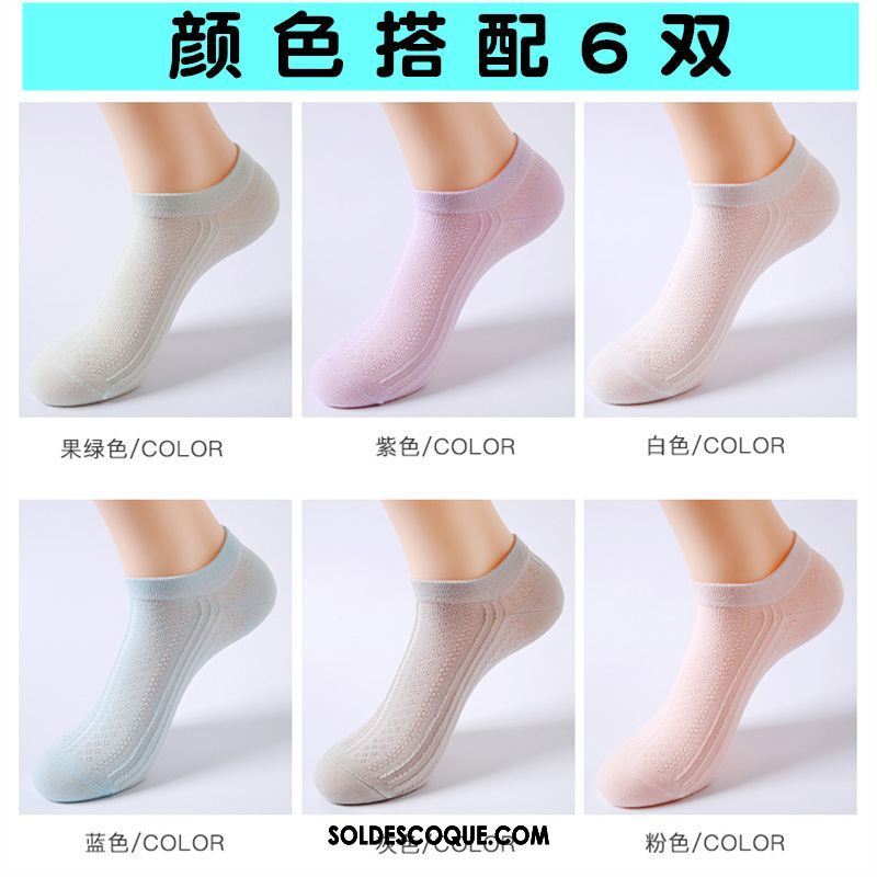 Chaussette Femme Gaze Pure Couleur Chaussettes En Coton Été Bouche Peu Profonde En Ligne