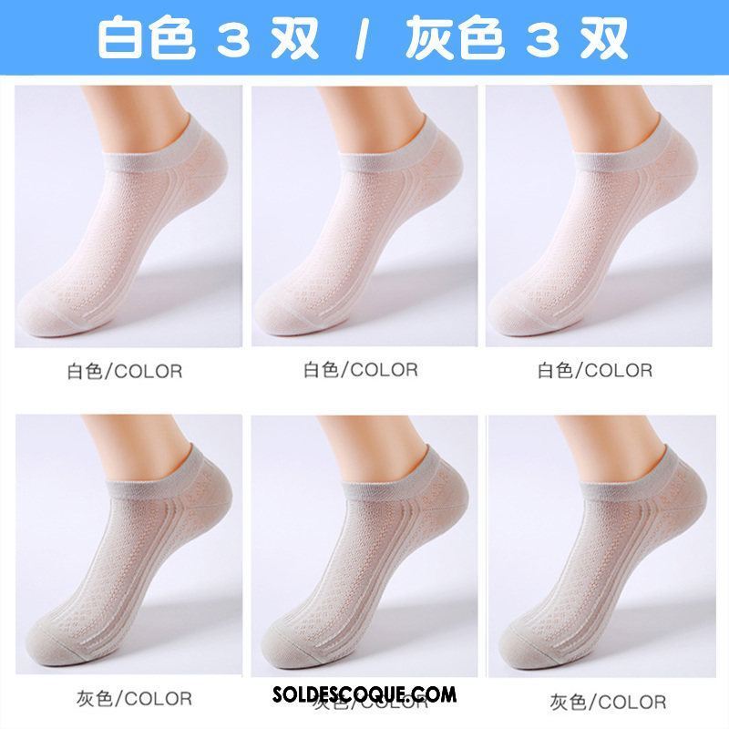 Chaussette Femme Gaze Pure Couleur Chaussettes En Coton Été Bouche Peu Profonde En Ligne