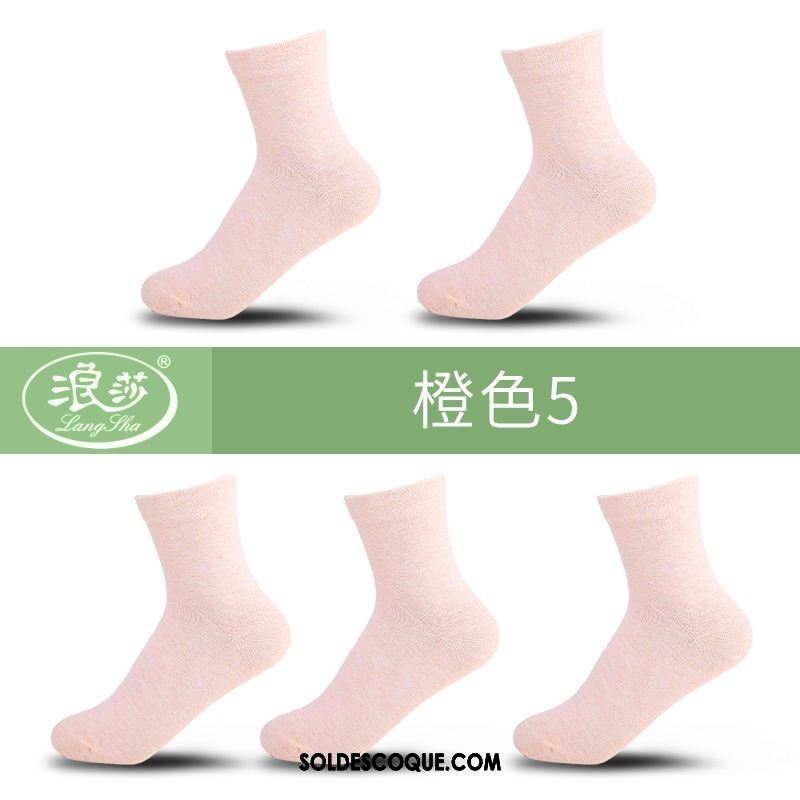 Chaussette Femme Milieu Été Rose Coton Respirant Soldes