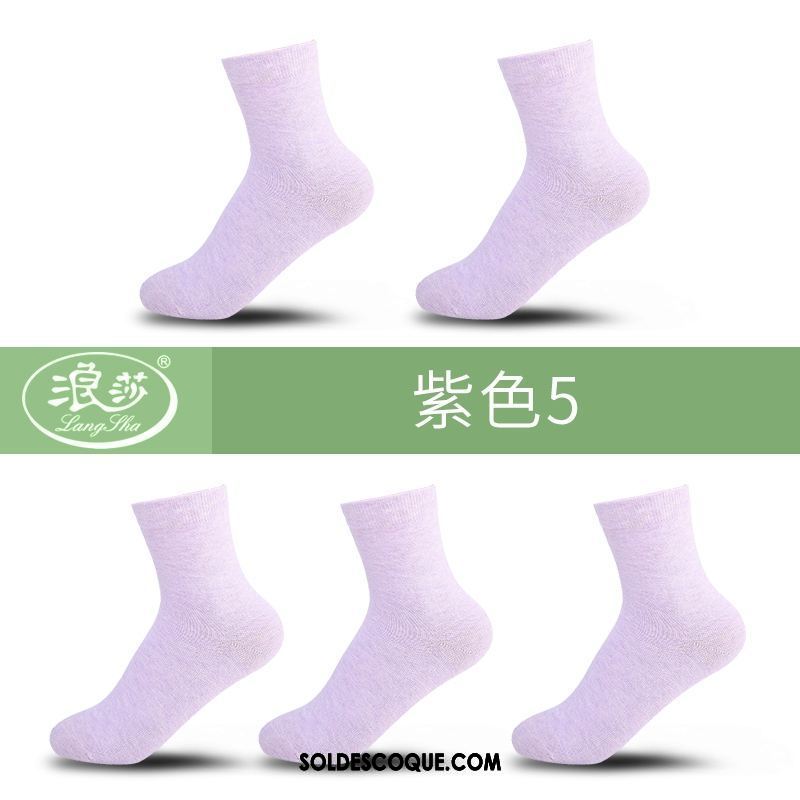 Chaussette Femme Milieu Été Rose Coton Respirant Soldes