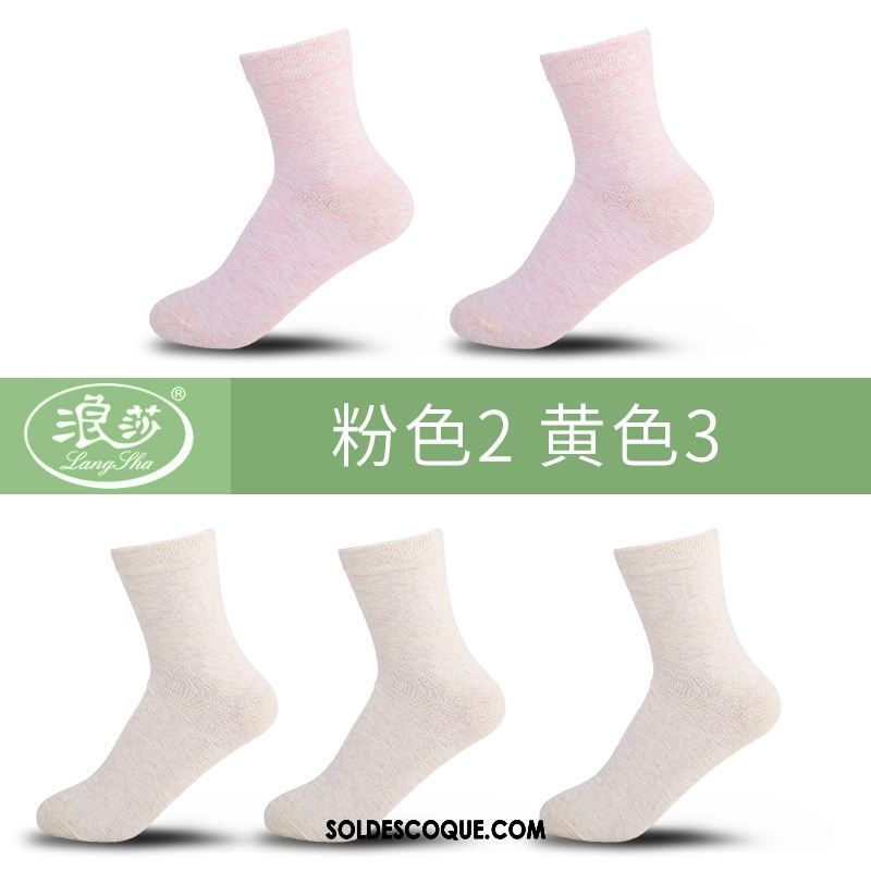 Chaussette Femme Milieu Été Rose Coton Respirant Soldes