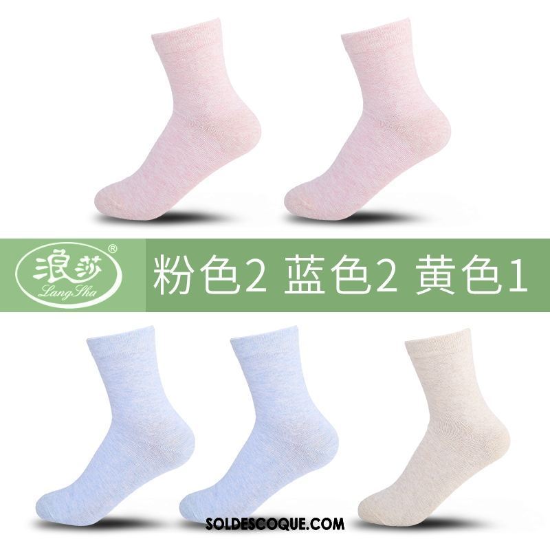 Chaussette Femme Milieu Été Rose Coton Respirant Soldes