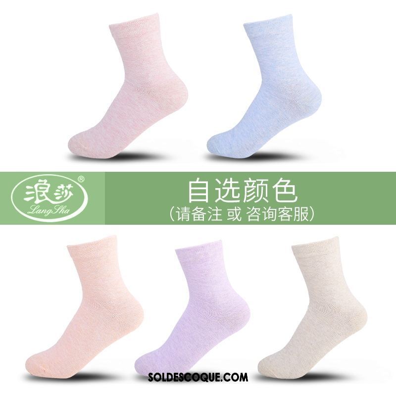 Chaussette Femme Milieu Été Rose Coton Respirant Soldes