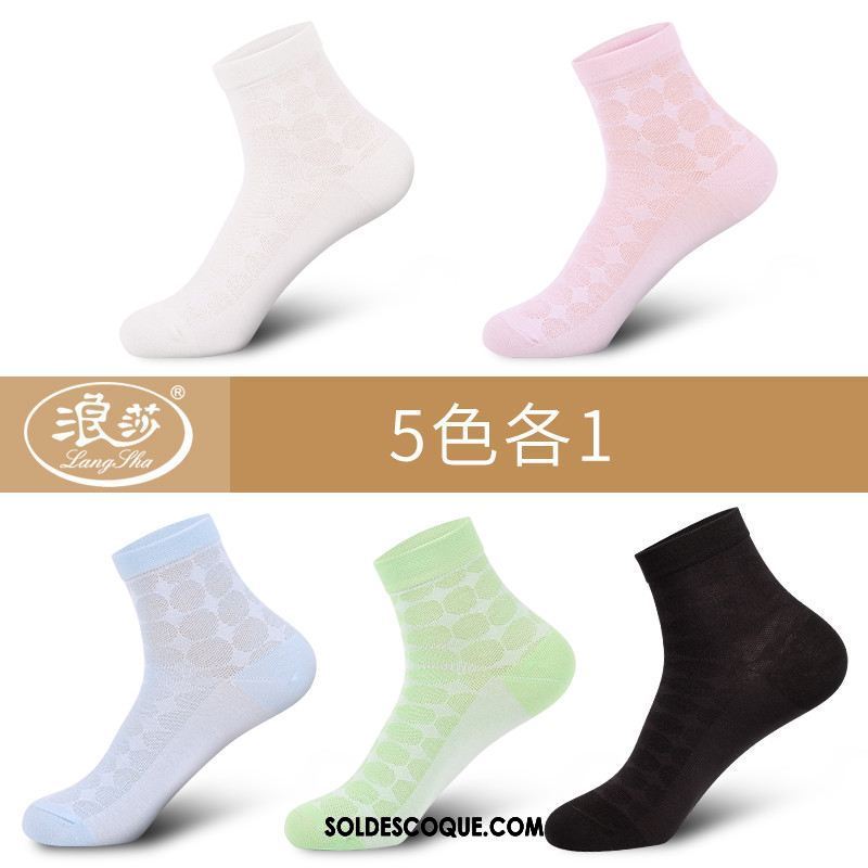 Chaussette Femme Milieu Été Rose Coton Respirant Soldes