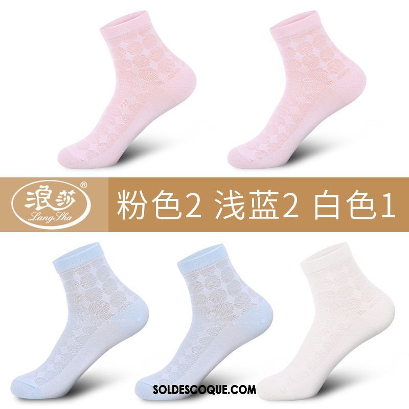 Chaussette Femme Milieu Été Rose Coton Respirant Soldes