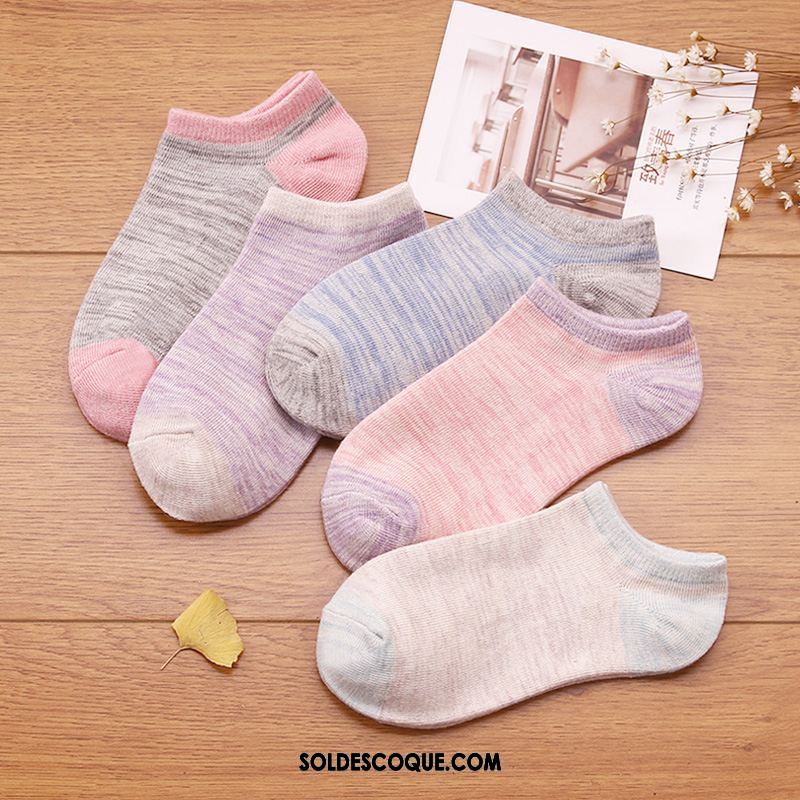 Chaussette Femme Multicolore Blanc Chaussette Basse Coupée Bouche Peu Profonde Blanc Pur Pas Cher