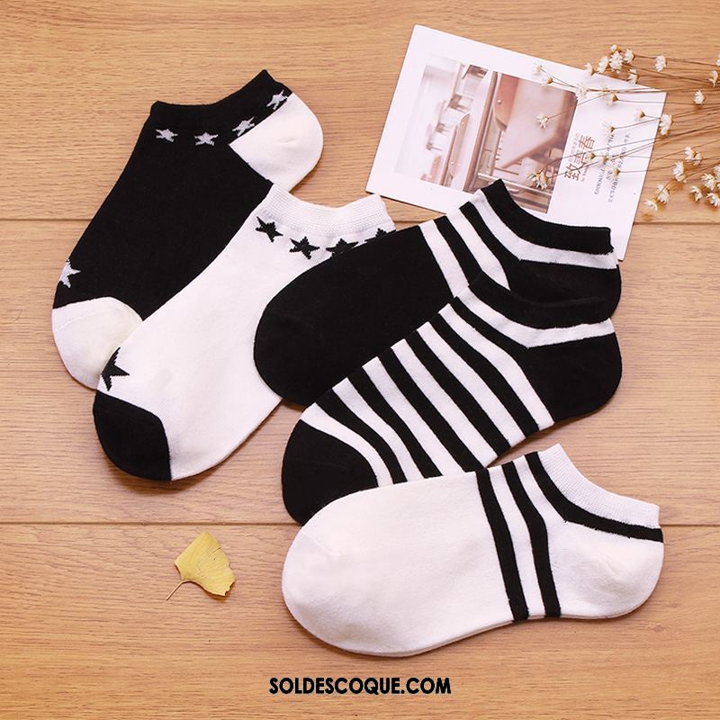 Chaussette Femme Multicolore Blanc Chaussette Basse Coupée Bouche Peu Profonde Blanc Pur Pas Cher