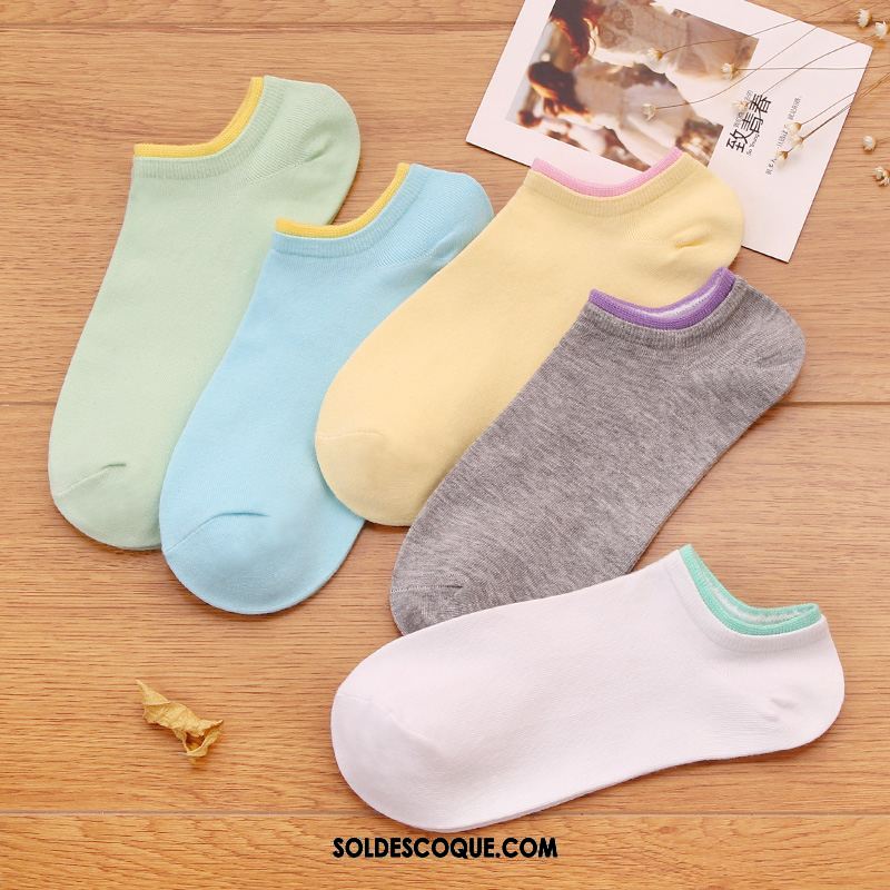 Chaussette Femme Multicolore Blanc Chaussette Basse Coupée Bouche Peu Profonde Blanc Pur Pas Cher