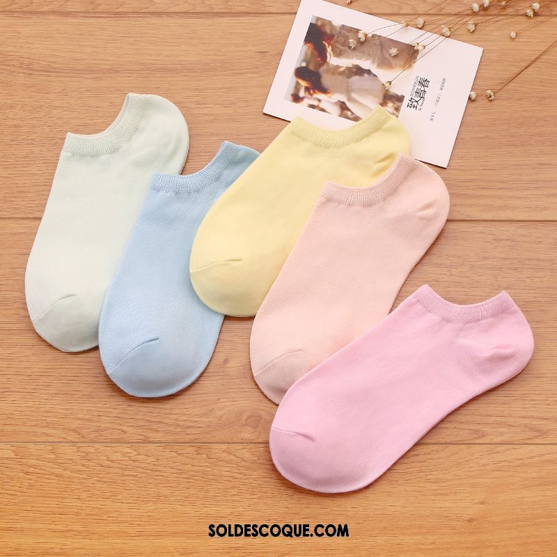 Chaussette Femme Multicolore Blanc Chaussette Basse Coupée Bouche Peu Profonde Blanc Pur Pas Cher