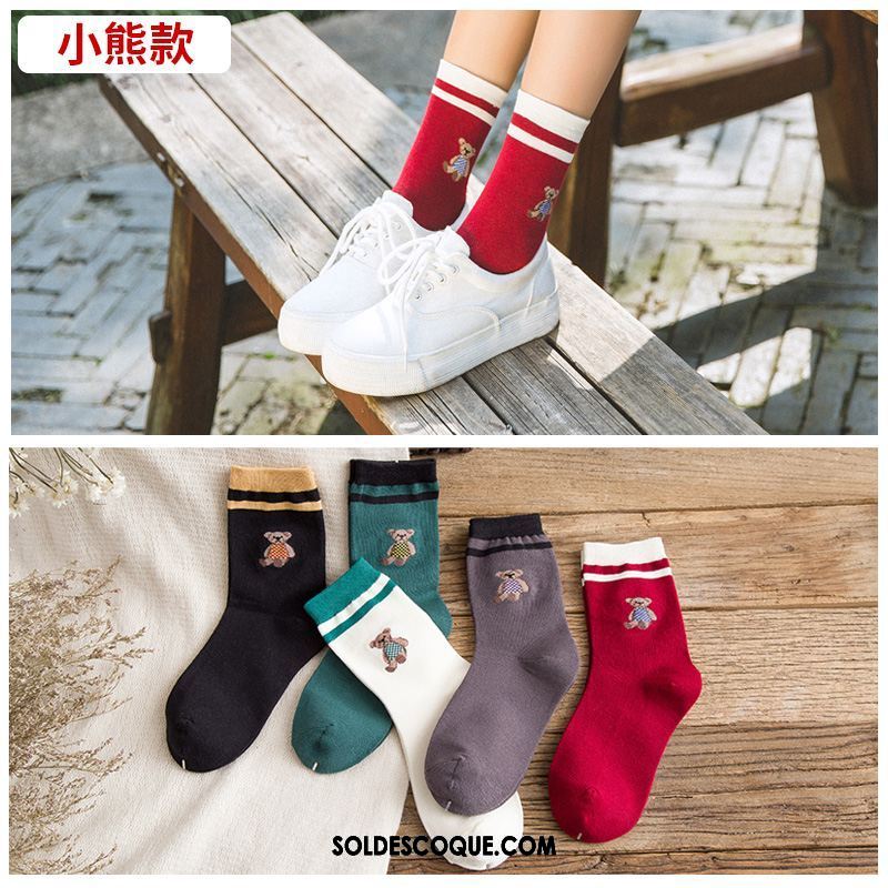 Chaussette Femme Personnalité Vent De L'université Coton Hiver Charmant Soldes