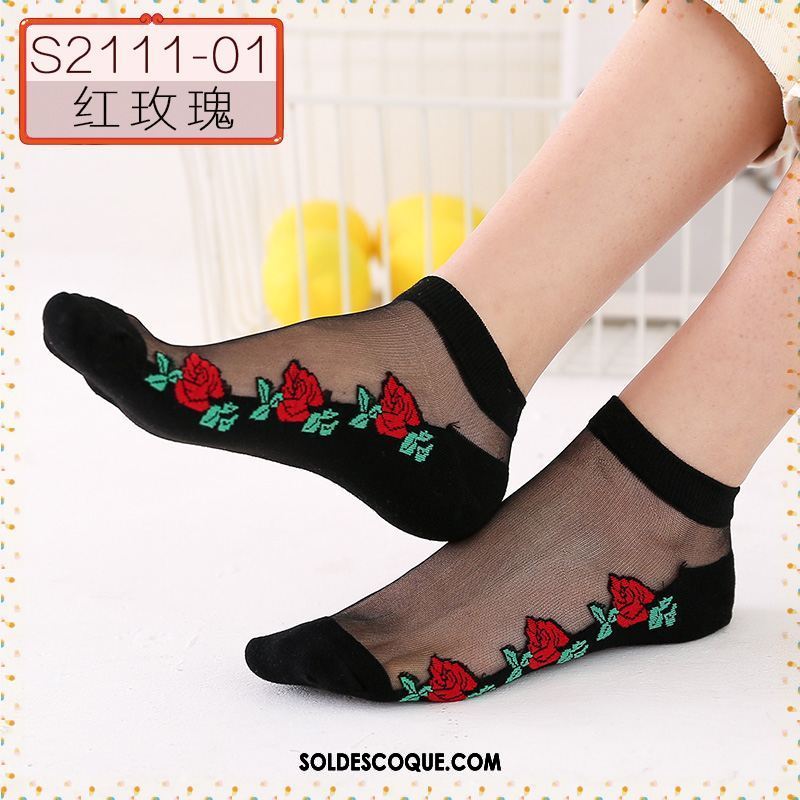 Chaussette Femme Section Mince Chaussette De Noël Rose Soie Été En Ligne