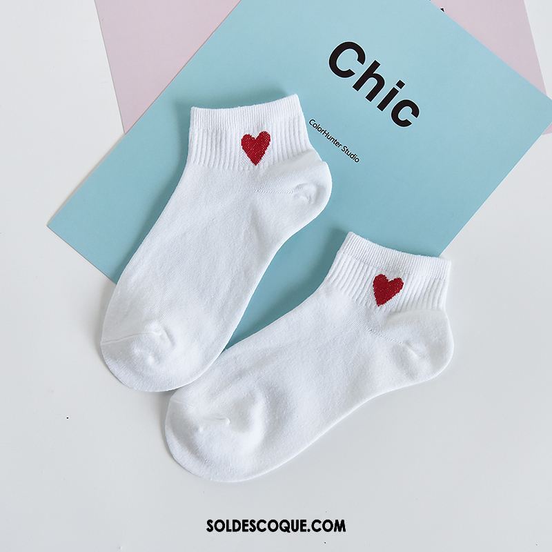 Chaussette Femme Été Coton Chaussette Basse Coupée Bouche Peu Profonde Blanc Soldes