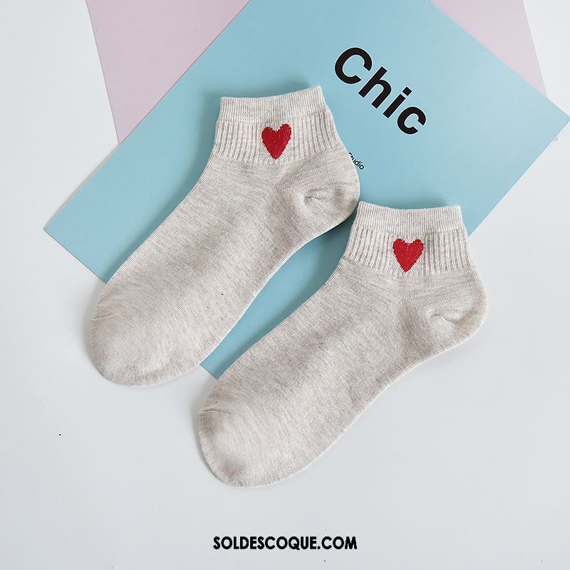 Chaussette Femme Été Coton Chaussette Basse Coupée Bouche Peu Profonde Blanc Soldes