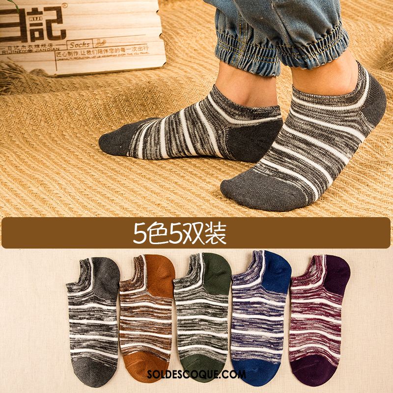 Chaussette Homme Gris Été Quatre Saisons Coton Chaussette Courte Soldes